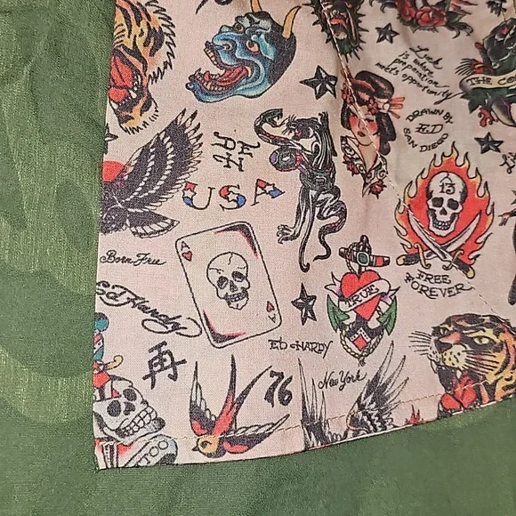 Ed Hardy Love Kills Slowly Olive Green Women's M Mini Skirt - Picture 3 of 6